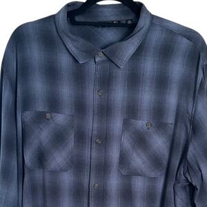 Travis Mathew Mens Plaid‎ Long Sleeve Button Up Shirt XXL Blue Grey Casual